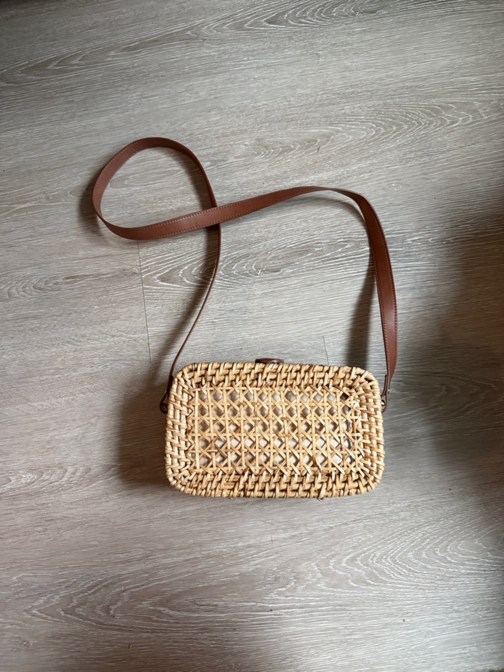 NWOT J.CREW RATTAN WOVEN CROSSBODY BAG